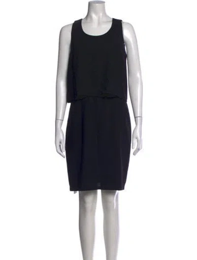 Pre-owned Andrew Marc Crew Neck Knee-length Dress In Black