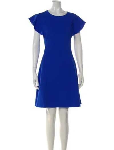 Pre-owned Andrew Marc Crew Neck Knee-length Dress In Blue