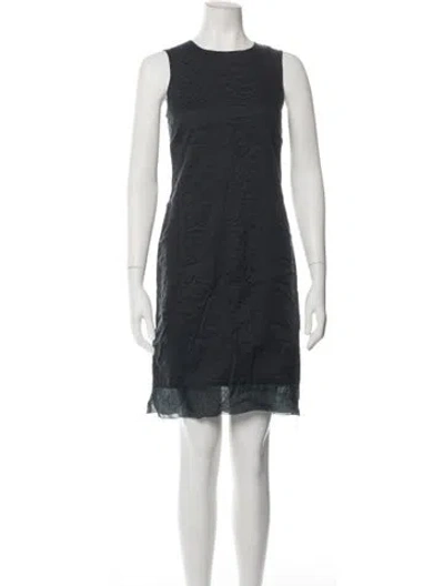 Pre-owned Andrew Marc Crew Neck Knee-length Dress In Blue