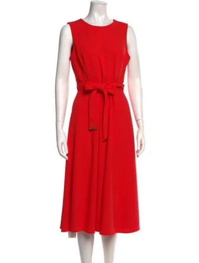 Pre-owned Andrew Marc Crew Neck Midi Length Dress In Orange