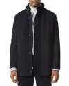 Andrew Marc Dorsey Melton Car Coat In Heather Blue
