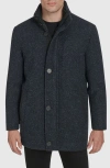 Andrew Marc Dorsey Plaid Wool Blend Car Coat In Black