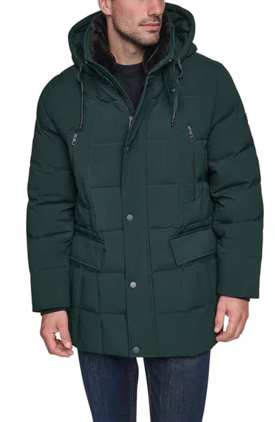 Andrew Marc Down & Feather Fill Parka With Faux Fur Trim Hood In Green