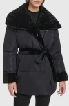 Andrew Marc Emerson Velvet Lined Puffer Coat In Blue