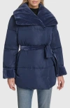 Andrew Marc Emerson Velvet Lined Puffer Coat In Blue