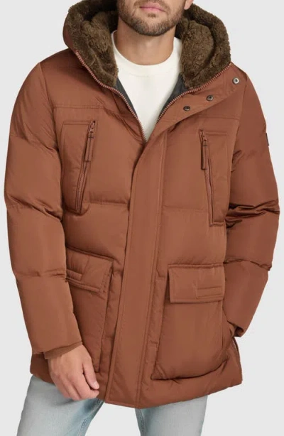 ANDREW MARC ANDREW MARC ESSENTIAL WATER RESISTANT FAUX SHEARLING LINED DOWN & FEATHER INSULATED PUFFER PARKA