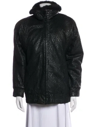 Pre-owned Andrew Marc Faux Fur Coat In Black