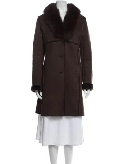 Pre-owned Andrew Marc Faux Fur Coat In Brown