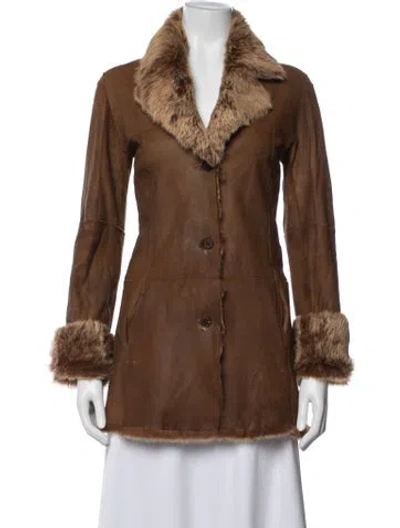 Pre-owned Andrew Marc Faux Fur Coat In Brown