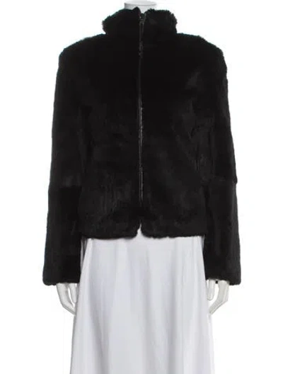 Pre-owned Andrew Marc Faux Fur Jacket In Black