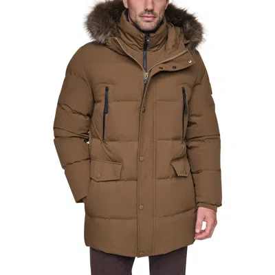 Andrew Marc Faux Fur Trim Hooded Down & Feather Fill Parka In Animal Print