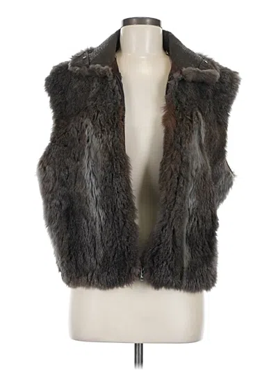Pre-owned Andrew Marc Faux Fur Vest In Gray