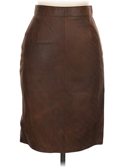 Pre-owned Andrew Marc Faux Leather Skirt In Brown