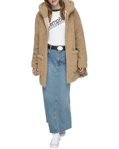 Andrew Marc Faux Sherpa Medium Wool Coat In Brown