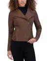 Andrew Marc Felix Leather Crop Moto Jacket In Brown