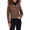Andrew Marc Felix Leather Crop Moto Jacket In Brown