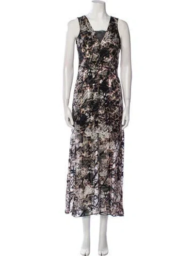 Pre-owned Andrew Marc Floral Print Long Dress In Multi