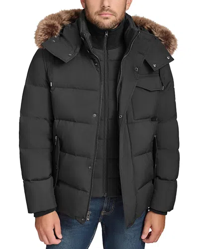 ANDREW MARC FORESTER FAUX FUR TRIM DOWN JACKET