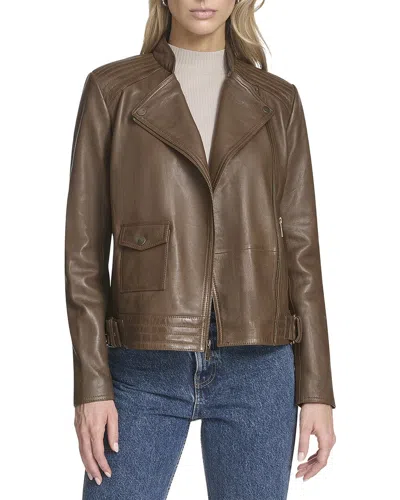 Andrew Marc Frankie Leather Moto Jacket In Black