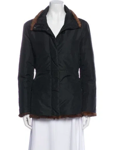 Pre-owned Andrew Marc Fur Jacket In Blue