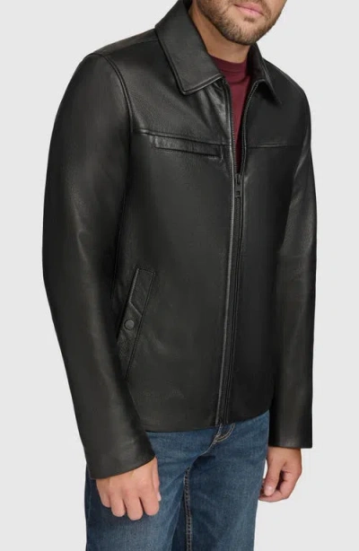 Andrew Marc Gosford Lambskin Leather Jacket In Black