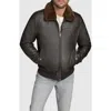 Andrew Marc Hedland Shearling Collar Lambskin Leather Aviator Jacket In Black