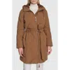 Andrew Marc Hollis Belted Faux Fur Lined Parka In Brown