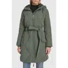 Andrew Marc Hollis Belted Faux Fur Lined Parka In Green