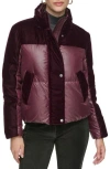 Andrew Marc Hooded Quilted Down Puffer Jacket In Burgundy