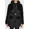 Andrew Marc Kempsey Belted Mixed Media Coat In Black