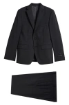 Andrew Marc Kids' Skinny Fit Black Windowpane Checck Stretch Suit In Gray