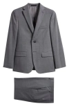 Andrew Marc Kids' Skinny Fit Grey Windowpane Check Stretch Suit In Grey