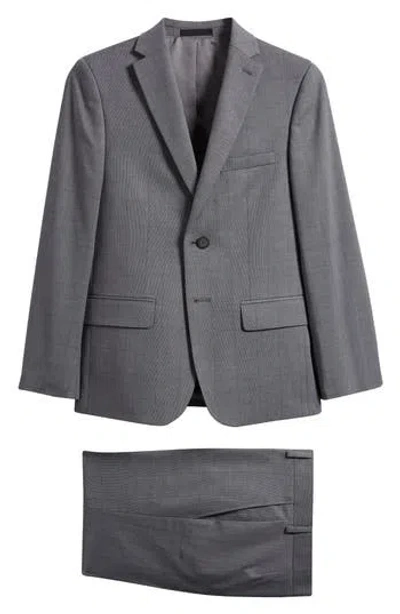 Andrew Marc Kids' Skinny Fit Grey Windowpane Check Stretch Suit In Gray