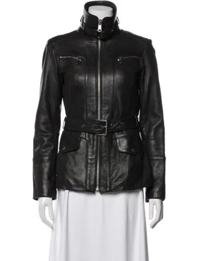 Pre-owned Andrew Marc Lambskin Biker Jacket In Brown