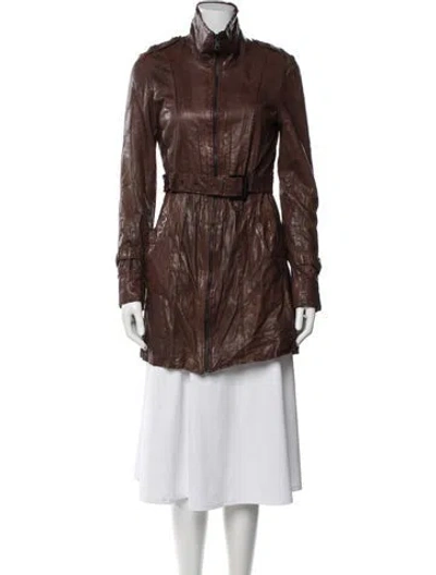 Pre-owned Andrew Marc Lambskin Coat In Brown
