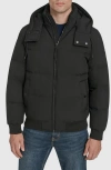 Andrew Marc Langham Water Resistant Hooded Puffer Bomber Jacket In Black