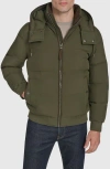 Andrew Marc Langham Water Resistant Hooded Puffer Bomber Jacket In Gray