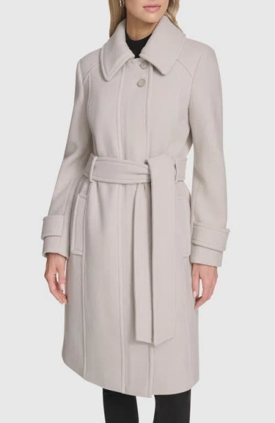 Andrew Marc Lawley Wool Blend Belted Trench Coat In White