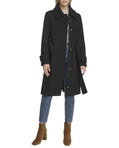 Andrew Marc Lawley Wool-blend Belted Trench Coat In Black