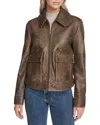 Andrew Marc Leather Aviator Jacket In Brown