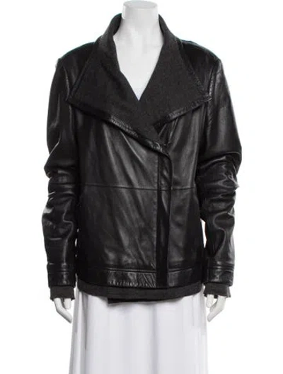 Pre-owned Andrew Marc Leather Biker Jacket In Black