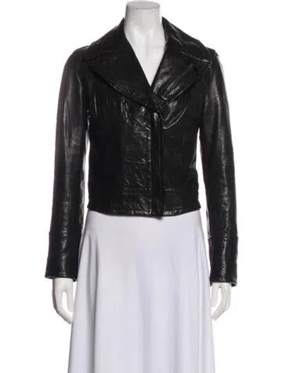 Pre-owned Andrew Marc Leather Biker Jacket In Black