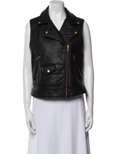 Pre-owned Andrew Marc Leather Biker Jacket In Black