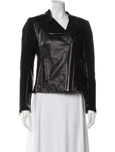 Pre-owned Andrew Marc Leather Biker Jacket In Black