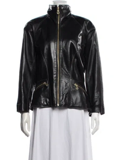 Pre-owned Andrew Marc Leather Biker Jacket In Black