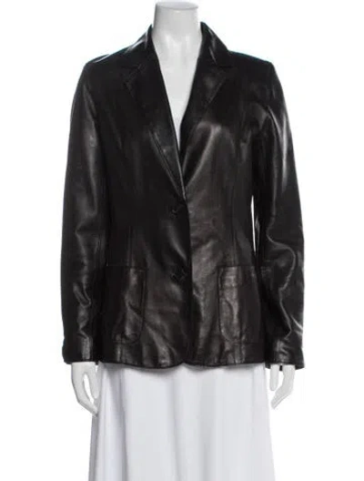 Pre-owned Andrew Marc Leather Biker Jacket In Black