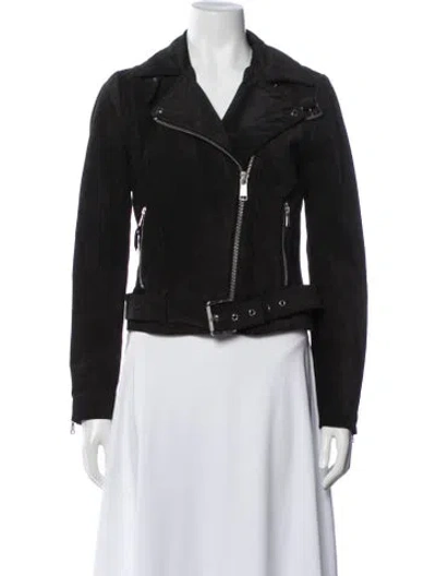 Pre-owned Andrew Marc Leather Biker Jacket In Black