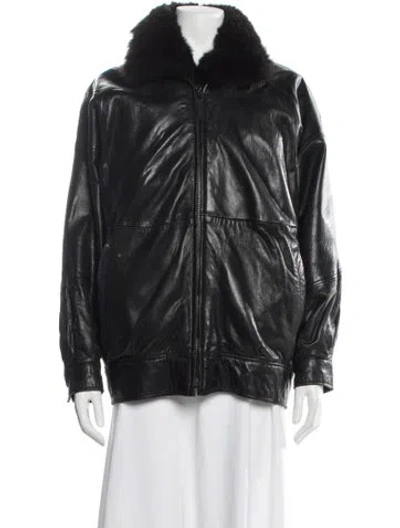 Pre-owned Andrew Marc Leather Biker Jacket In Black