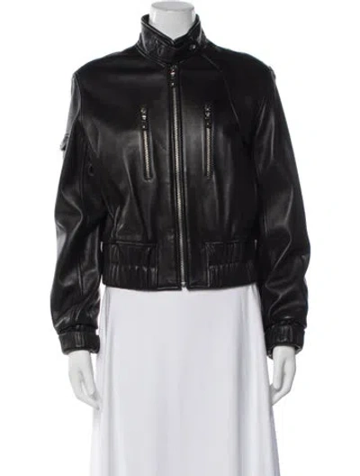 Pre-owned Andrew Marc Leather Biker Jacket In Black