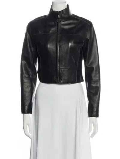 Pre-owned Andrew Marc Leather Biker Jacket In Black